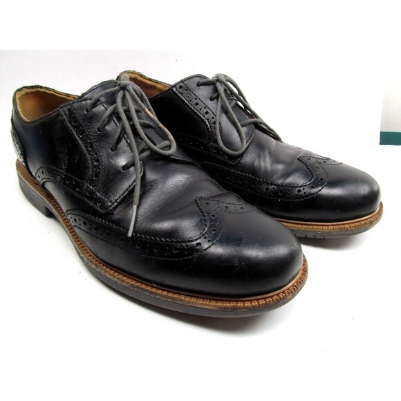 Cole Haan Grand O's Black Wingtip Derby Mens  8 M Lace up Shoes - Picture 1 of 9